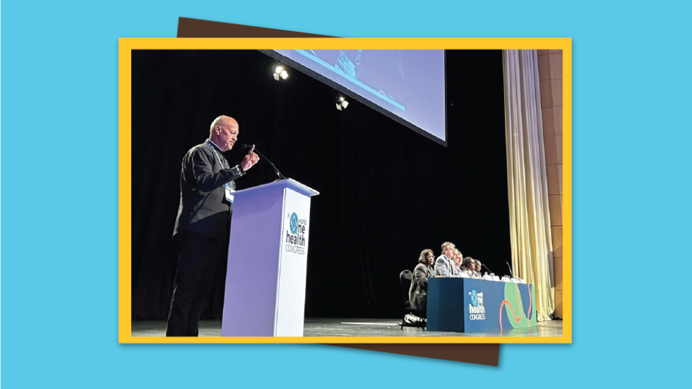 Photo of Dr Wilmot James presenting AWARE 